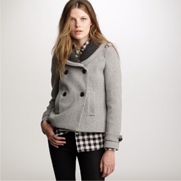 J. Crew Stadium Cloth Sasha Peacoat Gray Wool Blend Coat Size 2 - Picture 1 of 8